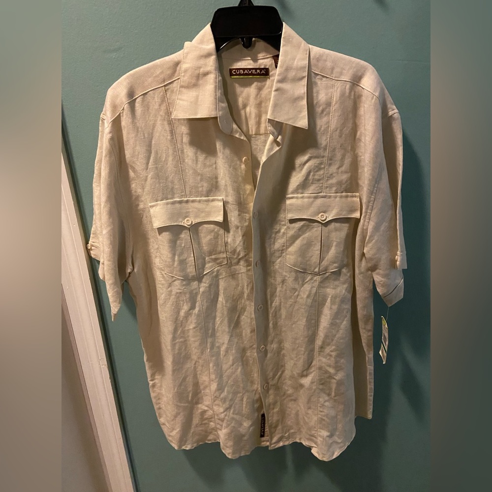 Cubavera guayabera shirt beige size large linen-NWT